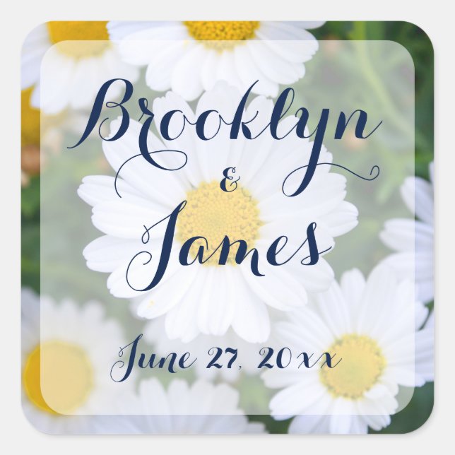 Floral Wedding Stickers With White Daisy (Front)