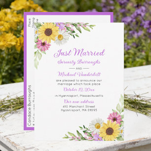 Floral Wedding Sunflower Daisy Rehearsal Dinner Announcement Postcard