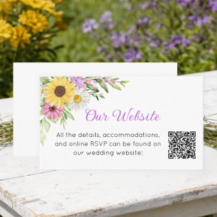 Floral Wedding Sunflower Daisy Wildflowers Website Enclosure Card
