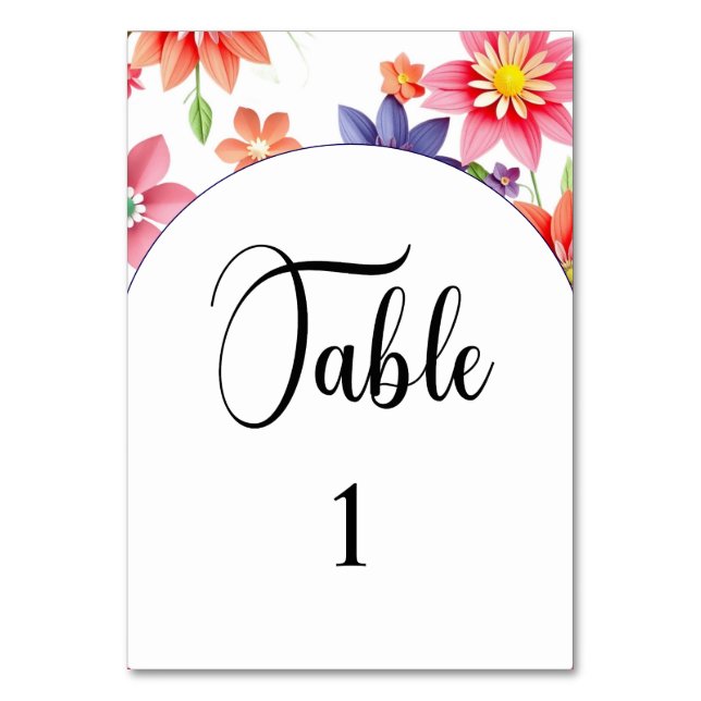 Floral wedding table number card (Back)