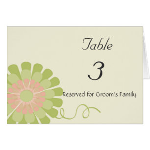 Floral Wedding Table Number Card