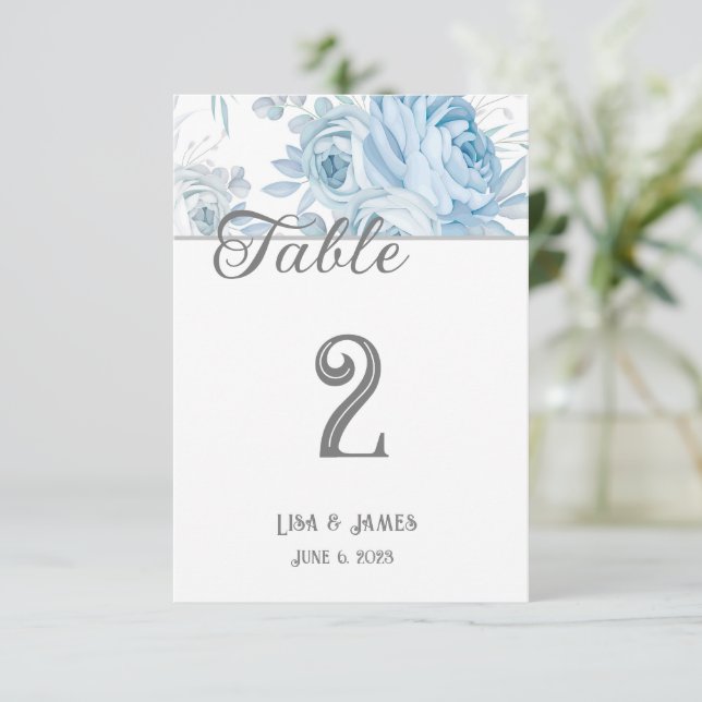 Floral Wedding Table Number Card (Standing Front)