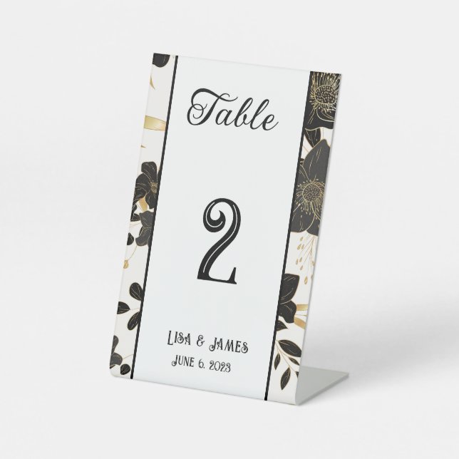 Floral Wedding Table Number Card Pedestal Sign (Front)