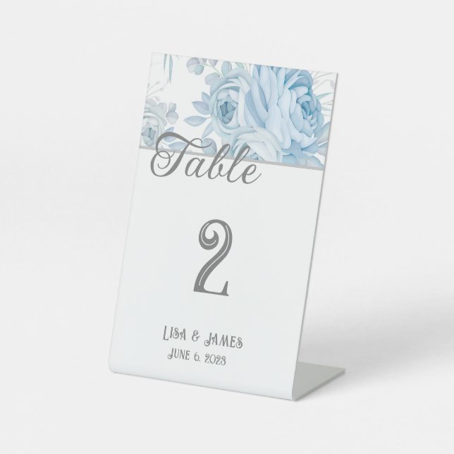 Floral Wedding Table Number Pedestal Card Pedestal Sign (Front)