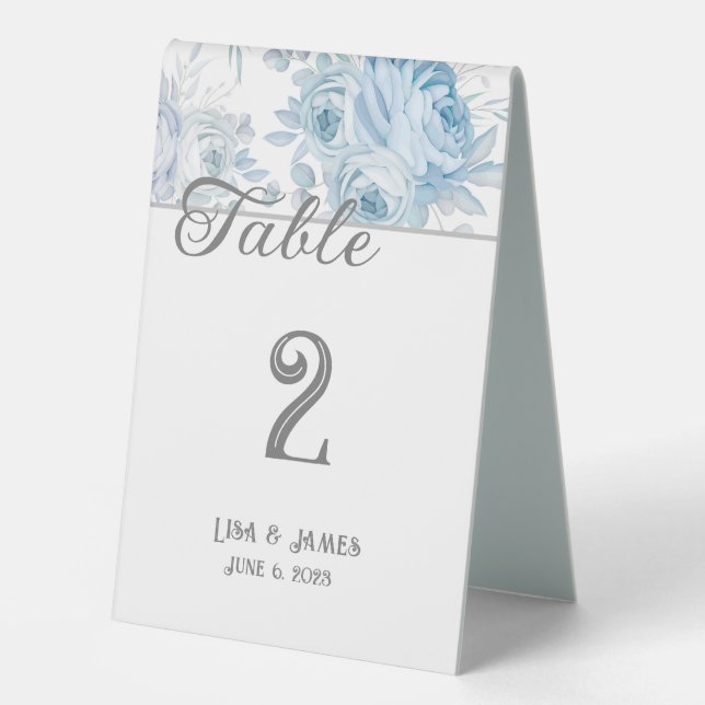 Floral Wedding Table Number Tent Table Tent Sign (Front)