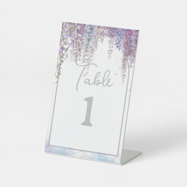 Floral Wedding Table Numbers Pedestal Sign (Front)