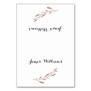 Floral Wedding Table Place Cards Rose Gold Foil