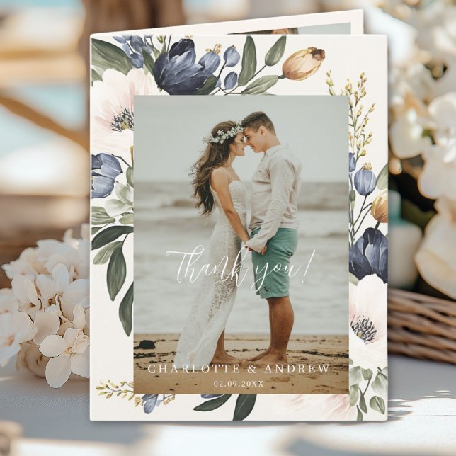 Floral Wedding Thank You 3 Photos (Floral Wedding Thank You 3 Photos)