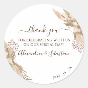 Floral Wedding Thank You Classic Round Sticker