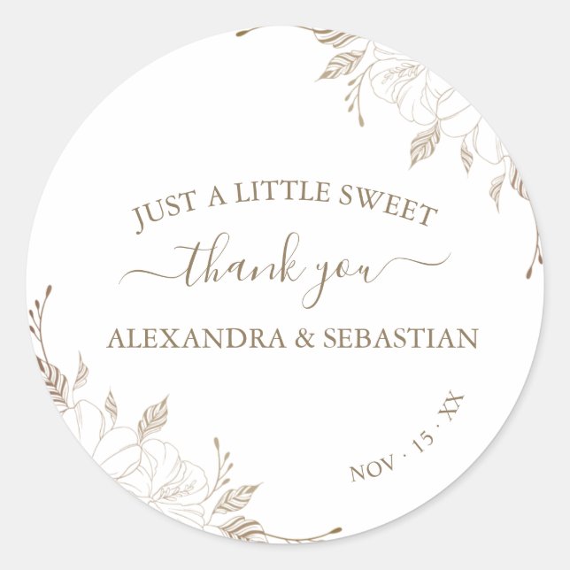 Floral Wedding Thank You Classic Round Sticker (Front)