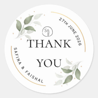 Floral Wedding Thank You Gift Round Sticker