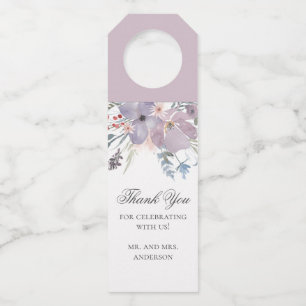 Floral wedding thank you. Watercolor purple flower Bottle Tag