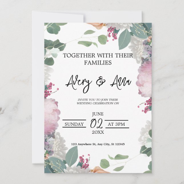 Floral Wedding Theme Invitation (Front)