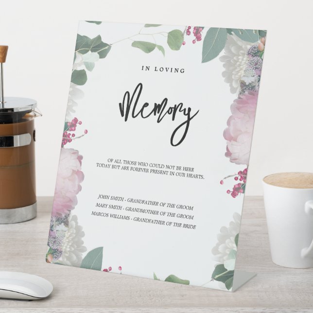 Floral Wedding Theme Pedestal Sign (In SItu)