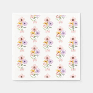 Floral wedding watercolor bouquet pretty napkin