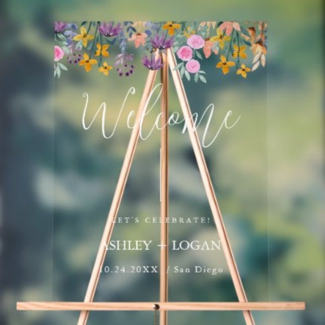Floral Wedding Welcome acrylic Sign (Creator Uploaded)