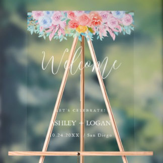 Floral Wedding Welcome acrylic Sign