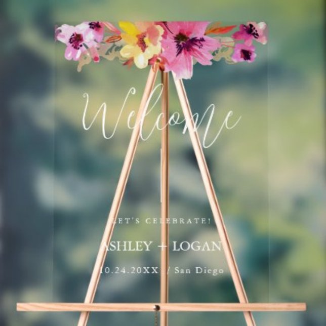 Floral Wedding Welcome acrylic Sign (Creator Uploaded)