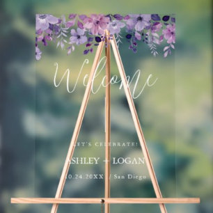 Floral Wedding Welcome acrylic Sign
