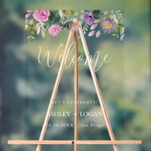 Floral Wedding Welcome acrylic Sign