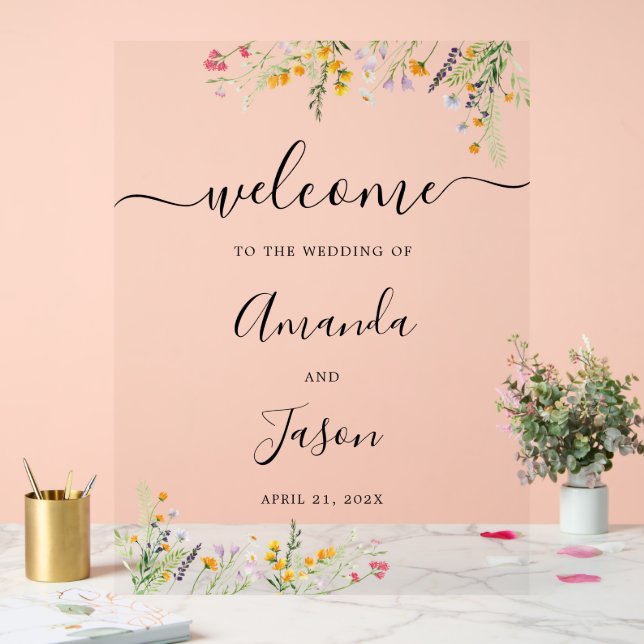 Floral Wedding Welcome Acrylic Sign (Wedding)