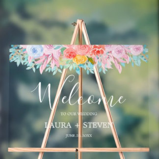 floral Wedding Welcome acrylic Signs