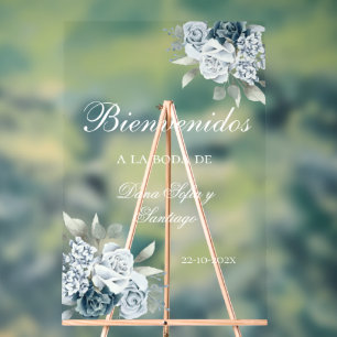Floral Wedding Welcome frosted Acrylic Sign