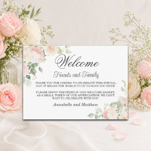 Floral Wedding Welcome Gift Bag Basket Place Card