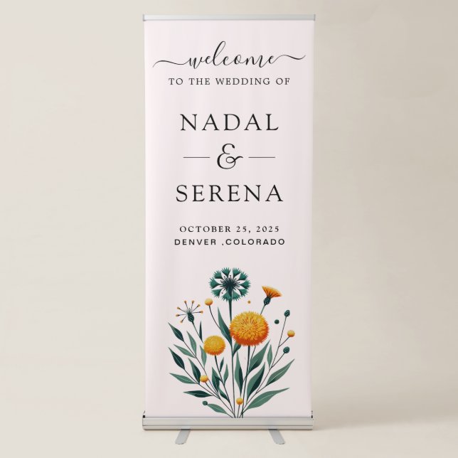 Floral Wedding Welcome  Retractable Banner (Front)