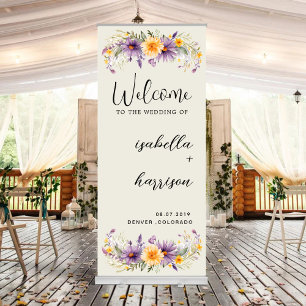 Floral Wedding Welcome Retractable Banner
