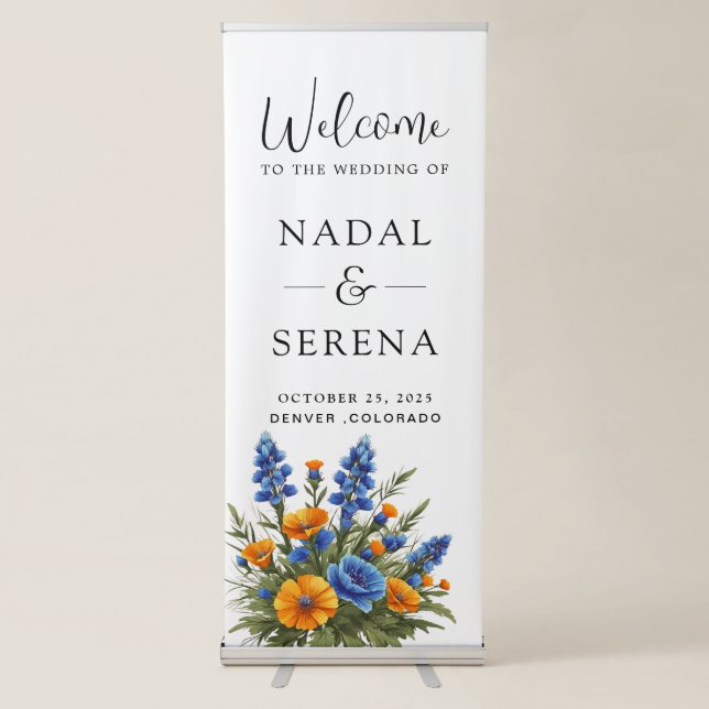 Floral Wedding Welcome  Retractable Banner (Front)