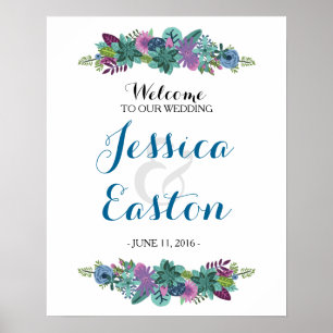 Floral Wedding Welcome Sign 16x20