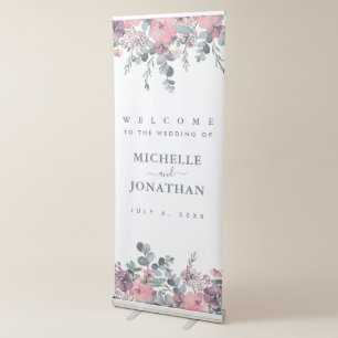 Floral Wedding Welcome Sign Banner
