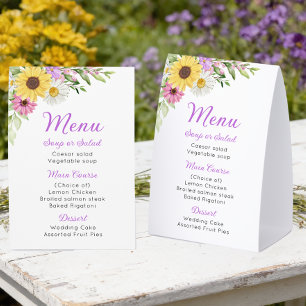 Floral Wedding Wildflower Sunflower Daisy Menu