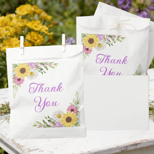 Floral Wedding Wildflower Sunflower Daisy Thanks Favour Bags