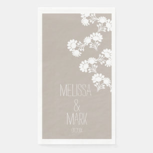 Floral Wedding Wreath Border Name Napkin