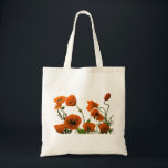 Floral Weddings Bridesmaid Gift Favour Orange Popp Tote Bag<br><div class="desc">Printed with pretty and colourful artistic image of orange watercolor poppy flowers in solid white background.</div>