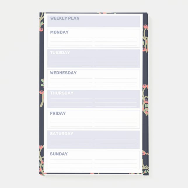 Floral Weekend Planner Style Post-it Notes (Front)