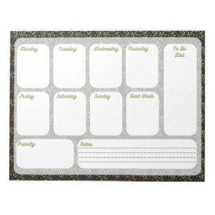 Floral Weekly Planner Notepad Organize Your Week