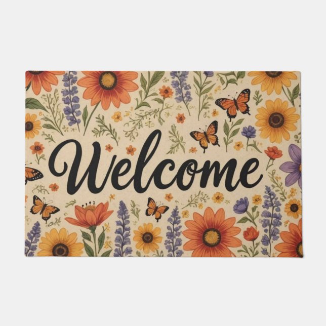 Floral Welcome Doormat (Front)