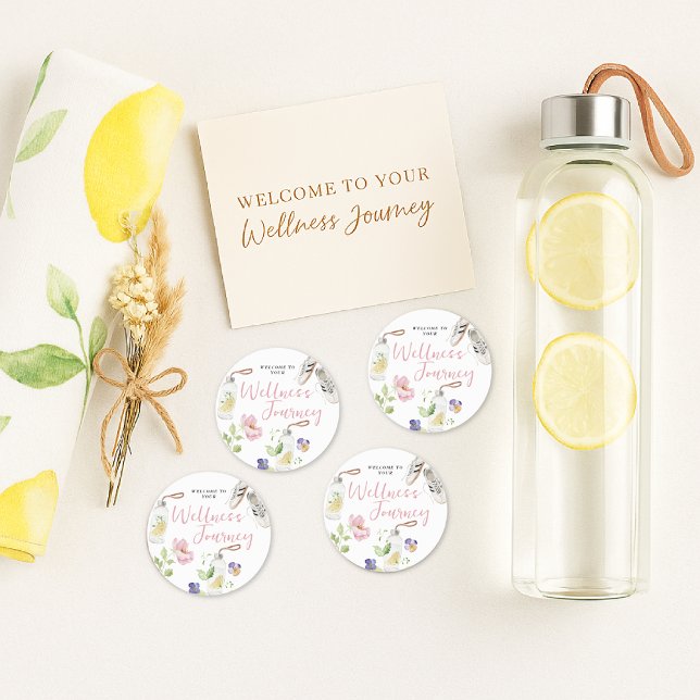 Floral Wellness Feminine Health & Fitness Branding Classic Round Sticker (Creator Uploaded)