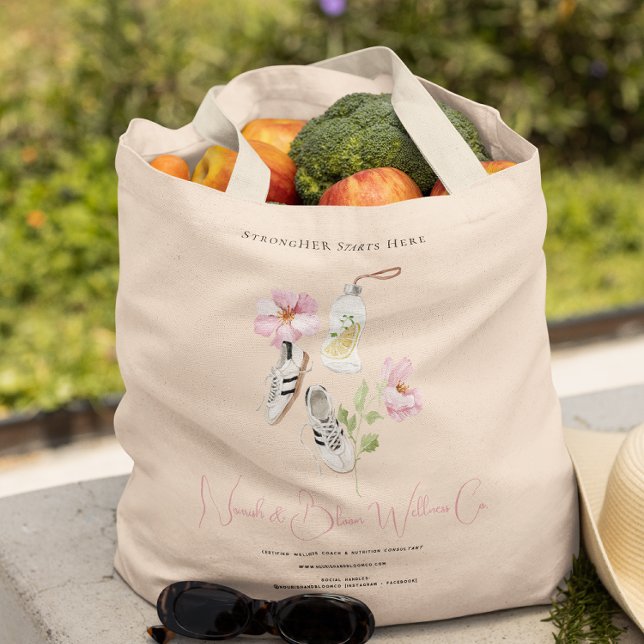 Floral Wellness Feminine Health & Fitness Logo Tote Bag (Creator Uploaded)