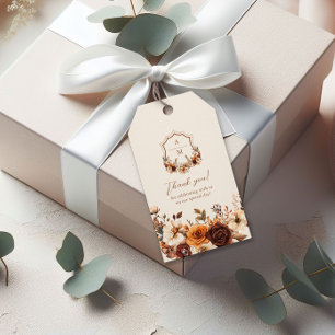 Floral Western Crest Monogram Wedding  Gift Tags