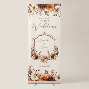 Floral Western Crest Monogram Wedding Retractable Banner