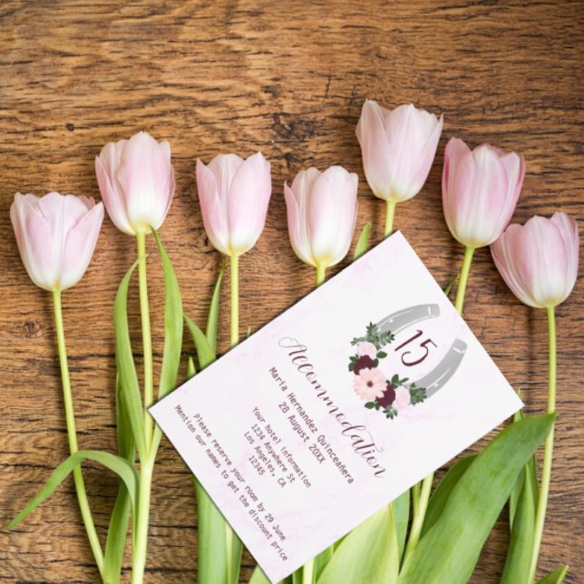 Floral Western Horseshoe Quinceanera Accommodation Enclosure Card (Creator Uploaded)