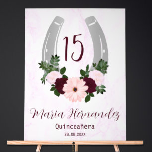 Floral Western Horseshoe Quinceanera Acrylic Sign