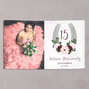 Floral Western Horseshoe Quinceanera Banner