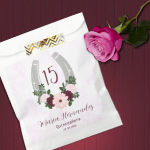 Floral Western Horseshoe Quinceanera Favour Bags