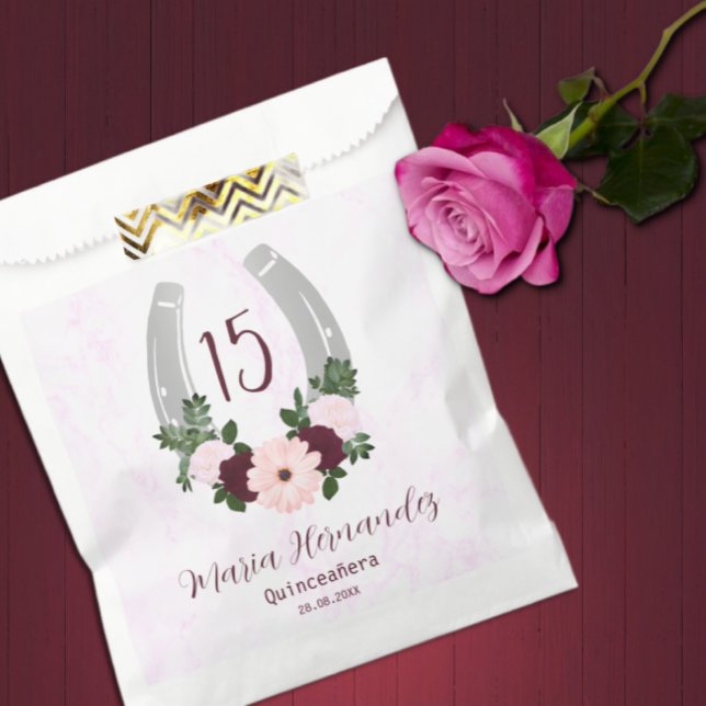 Floral Western Horseshoe Quinceanera Favour Bags (Creator Uploaded)