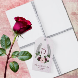 Floral Western Horseshoe Quinceanera Gift Tags
